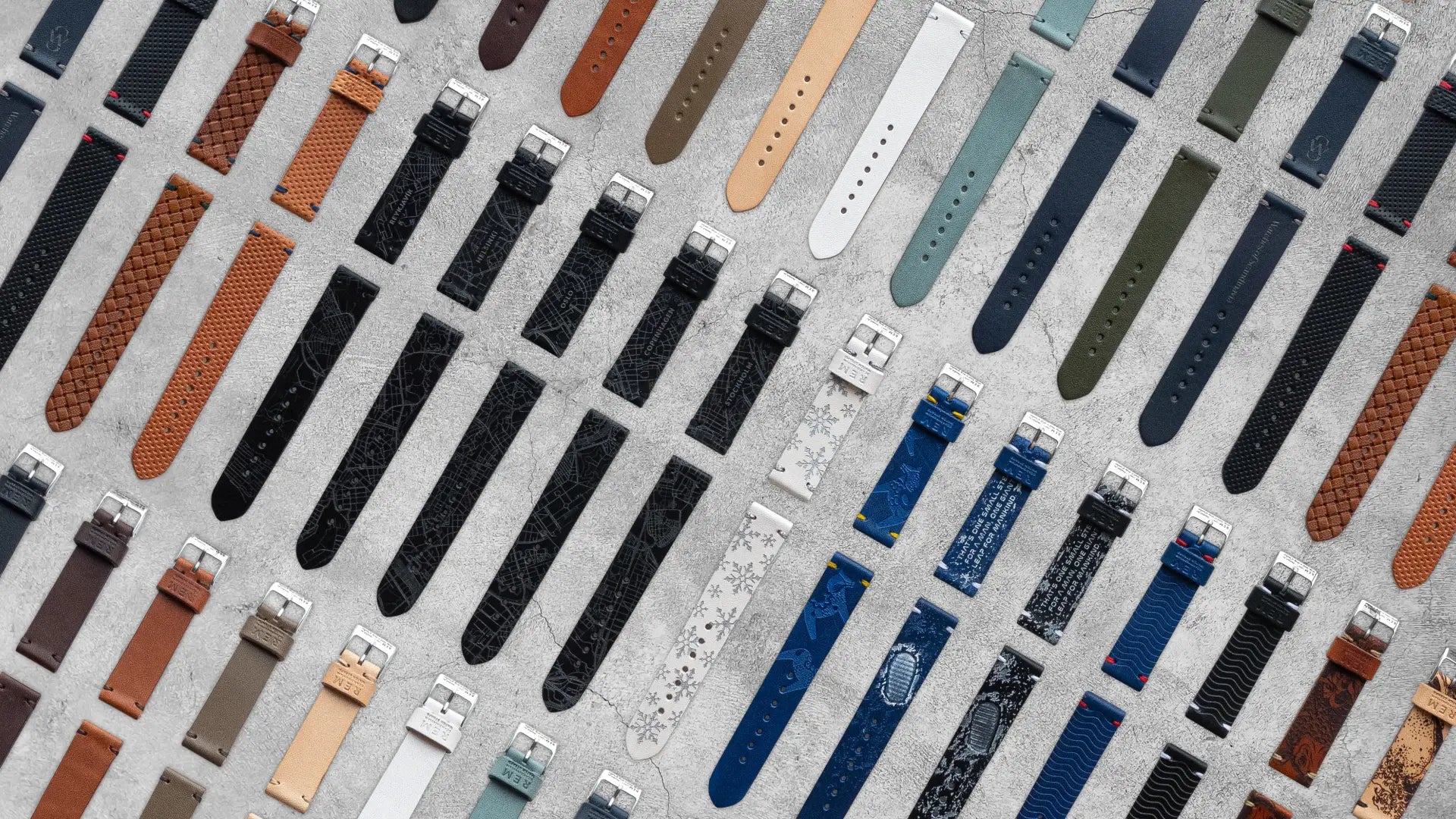 Handmade REM watch straps from Sweden featuring premium organic vegetable-tanned leather, engraved serial numbers, and unique certificates.