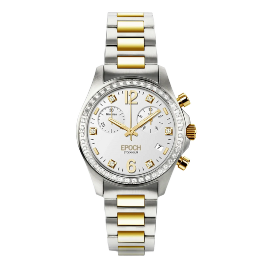First Lady Chronograph Full Diamond Gold White.