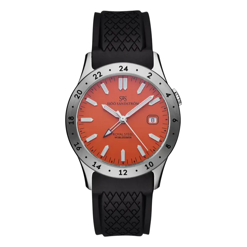 Royal Steel Worldtimer Orange 36mm