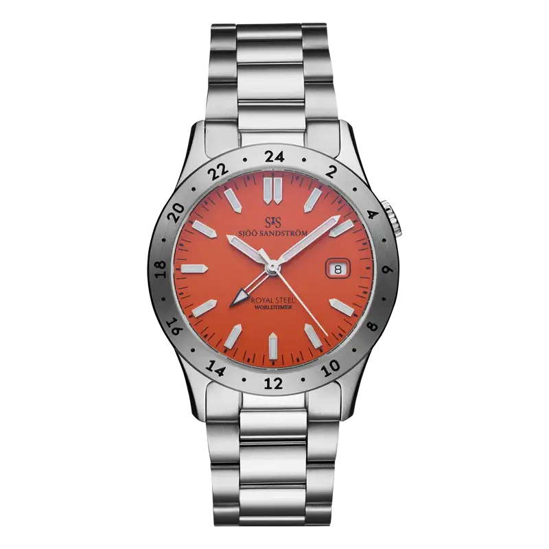Royal Steel Worldtimer Orange 36mm