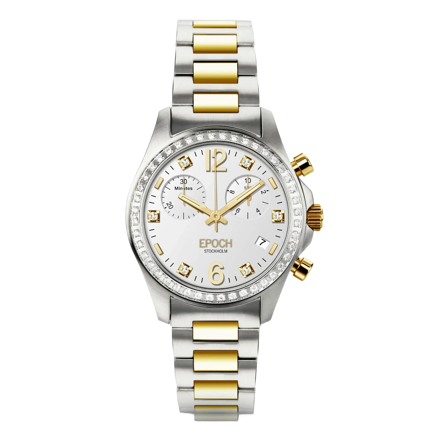 First Lady Chronograph Full Diamond Gold White.